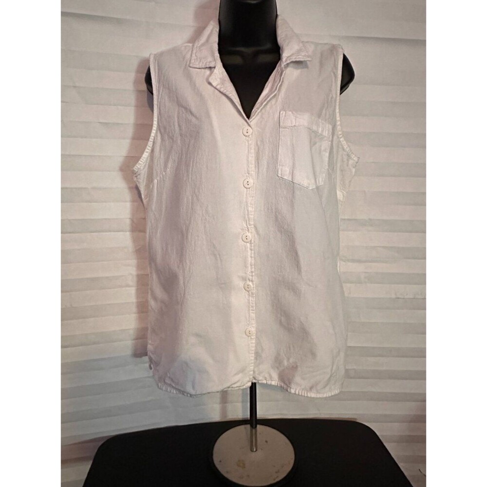 Basic Editions White Sleeveless Career Casual Blouse Large